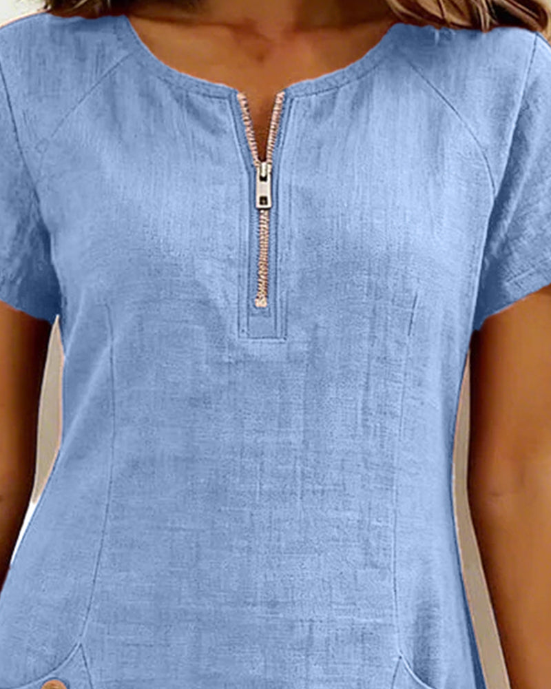Zylia™ | Zip Pocket Casual A-Line Dress