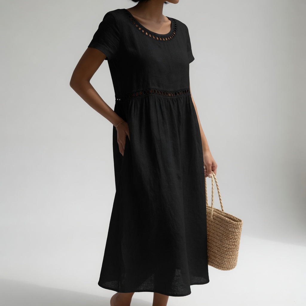 Ruby™ | Embroidered V-Neck Midi Dress