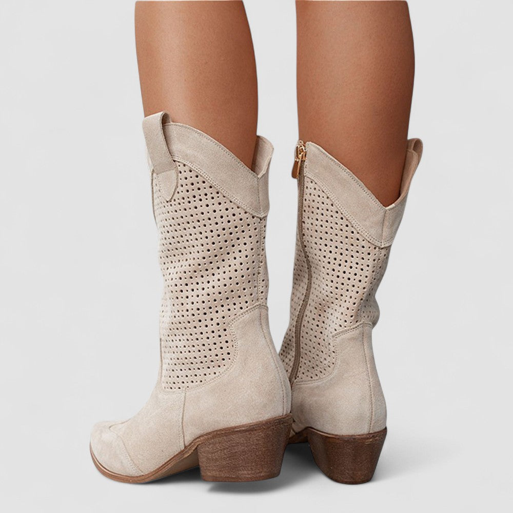 Rachel™ | Western Pointed Toe Block Heel Cowboy Boots