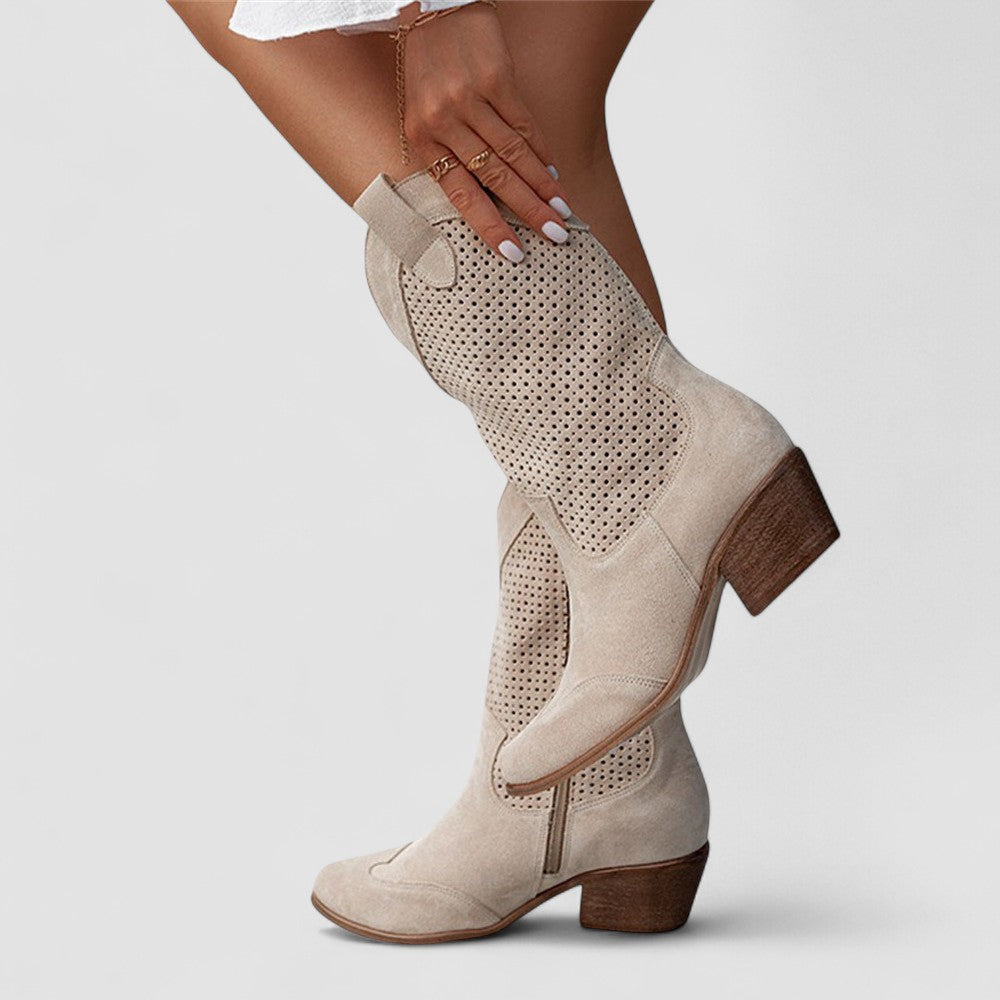 Rachel™ | Western Pointed Toe Block Heel Cowboy Boots