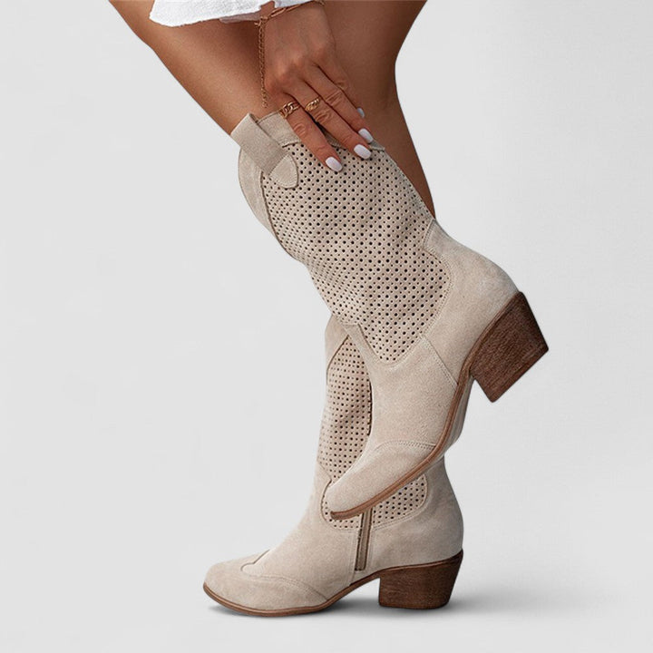 Rachel™ | Western Pointed Toe Block Heel Cowboy Boots