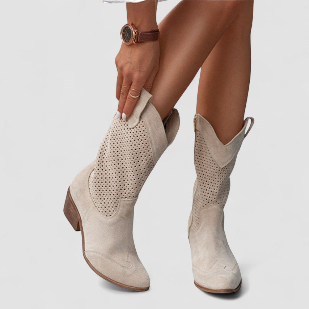 Rachel™ | Western Pointed Toe Block Heel Cowboy Boots