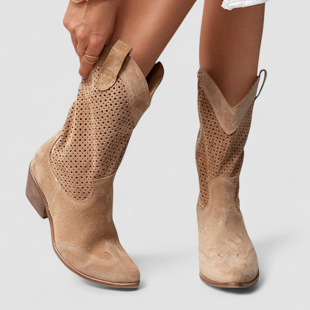 Rachel™ | Western Pointed Toe Block Heel Cowboy Boots