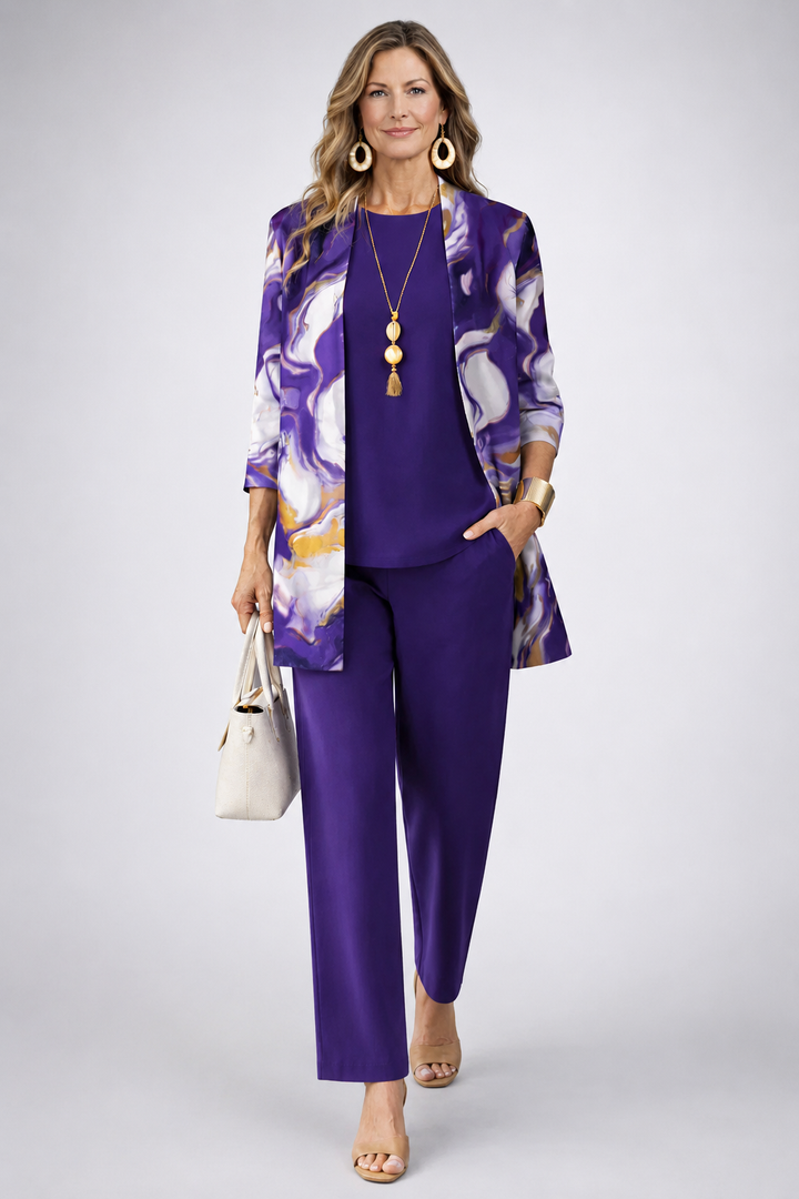 Violet - Marble Print Three-Piece Set