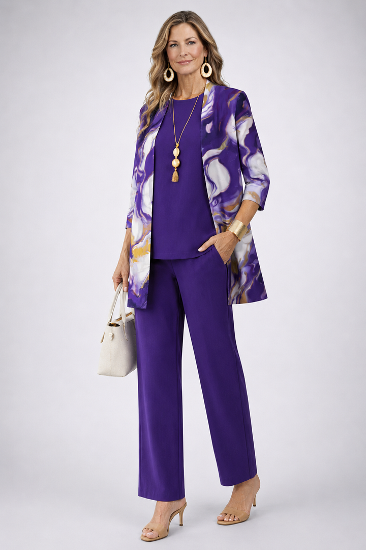 Violet - Marble Print Three-Piece Set
