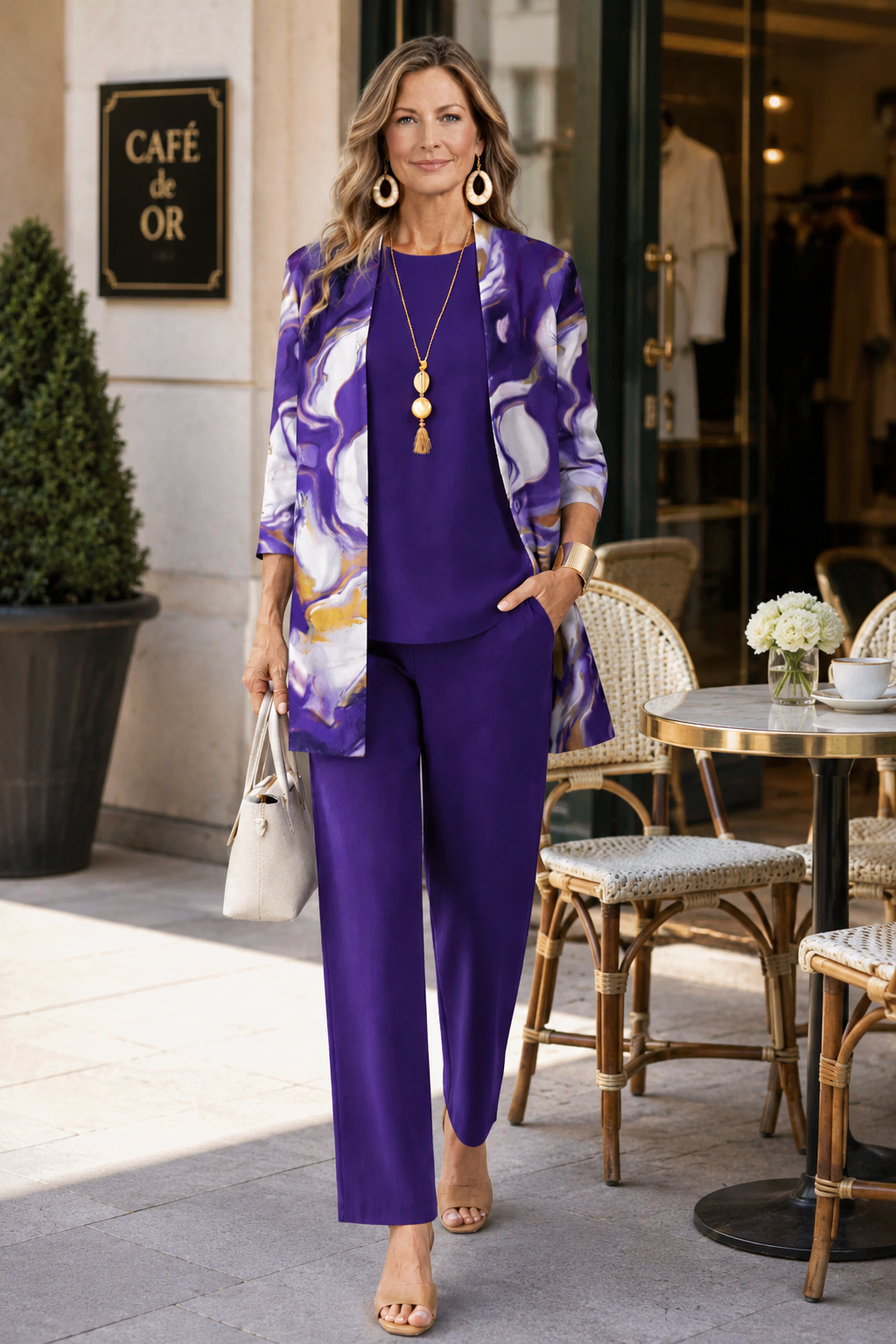 Violet - Marble Print Three-Piece Set