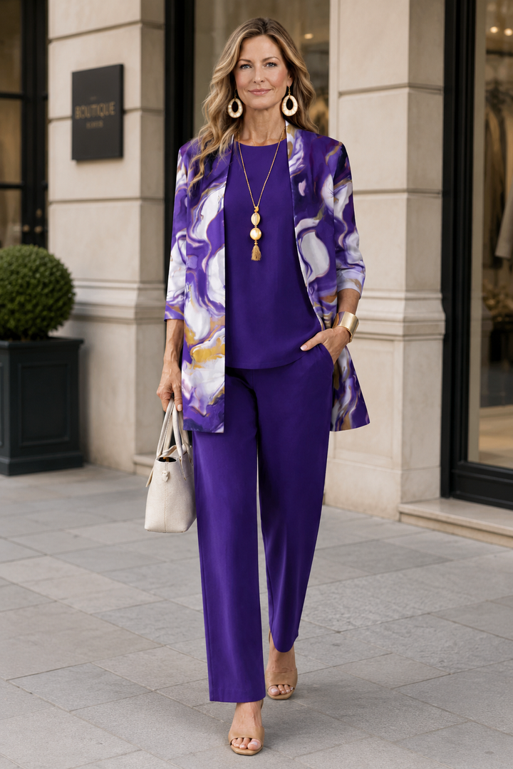 Violet - Marble Print Three-Piece Set