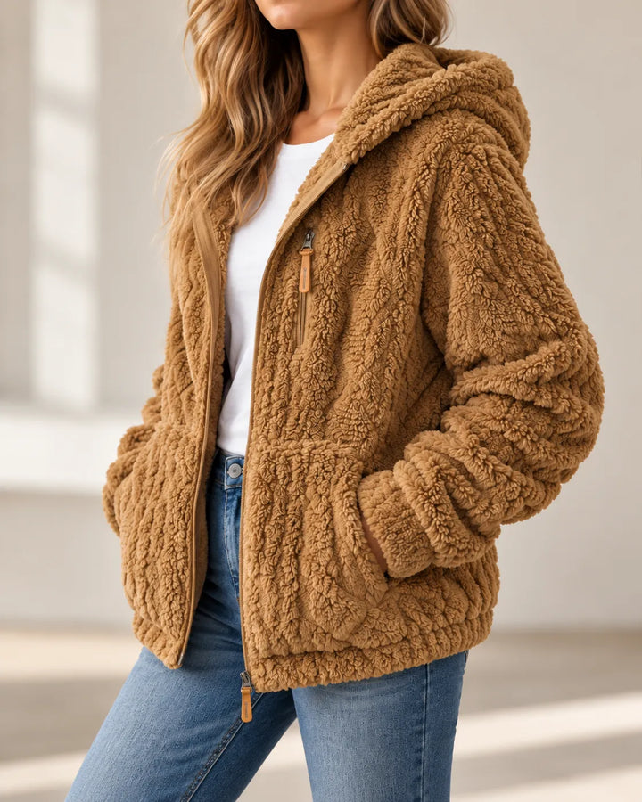 Adeline | Cozy Textured Fleece Zip-Up Jacket