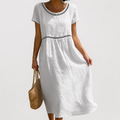 Urielle™ | Embroidered V-Neck Midi Dress