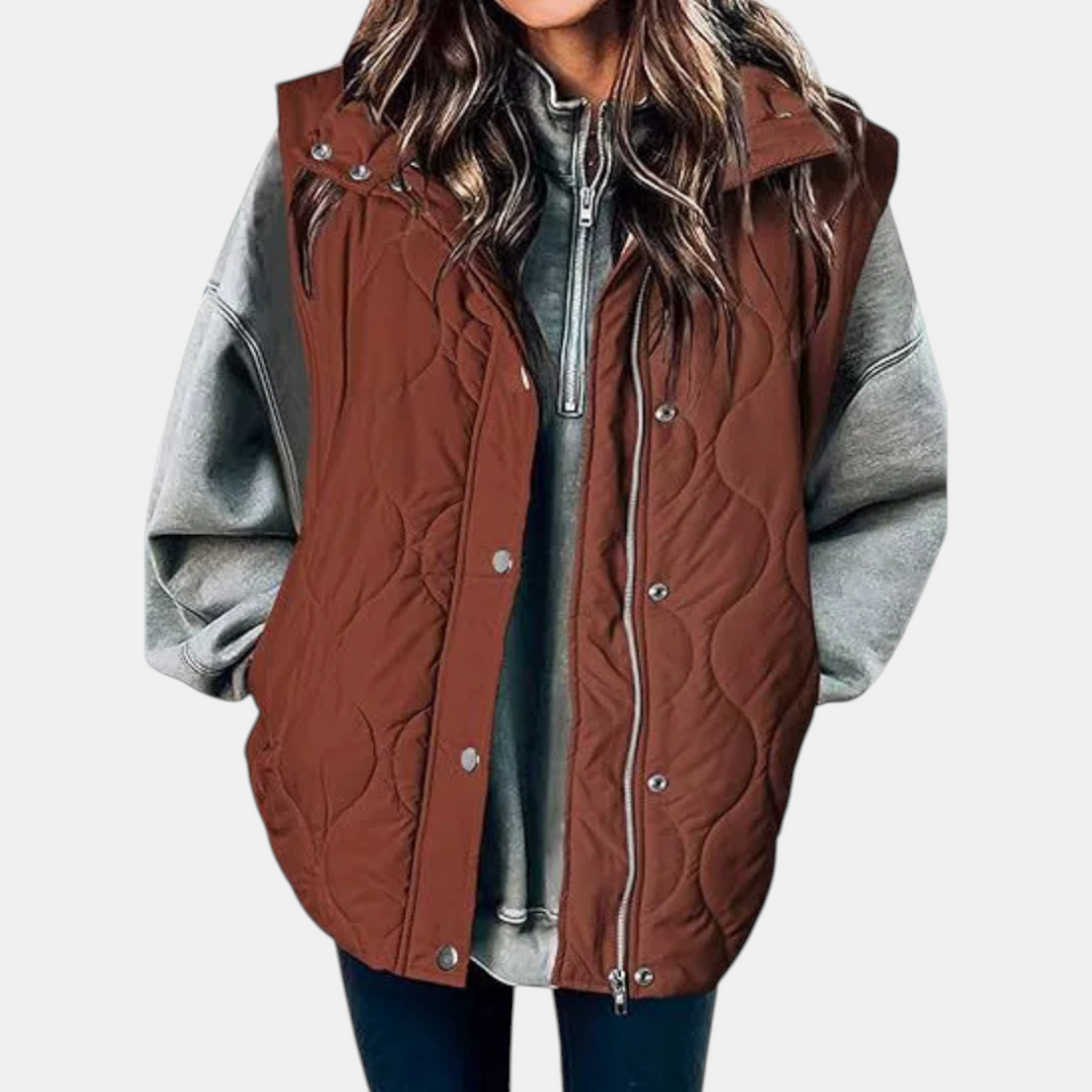 Autumn™ | Quilted Zip Up Snap Button Puffer Vest