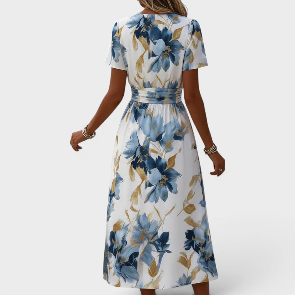 Nerisse™ | Floral Wrap Waist Midi Dress