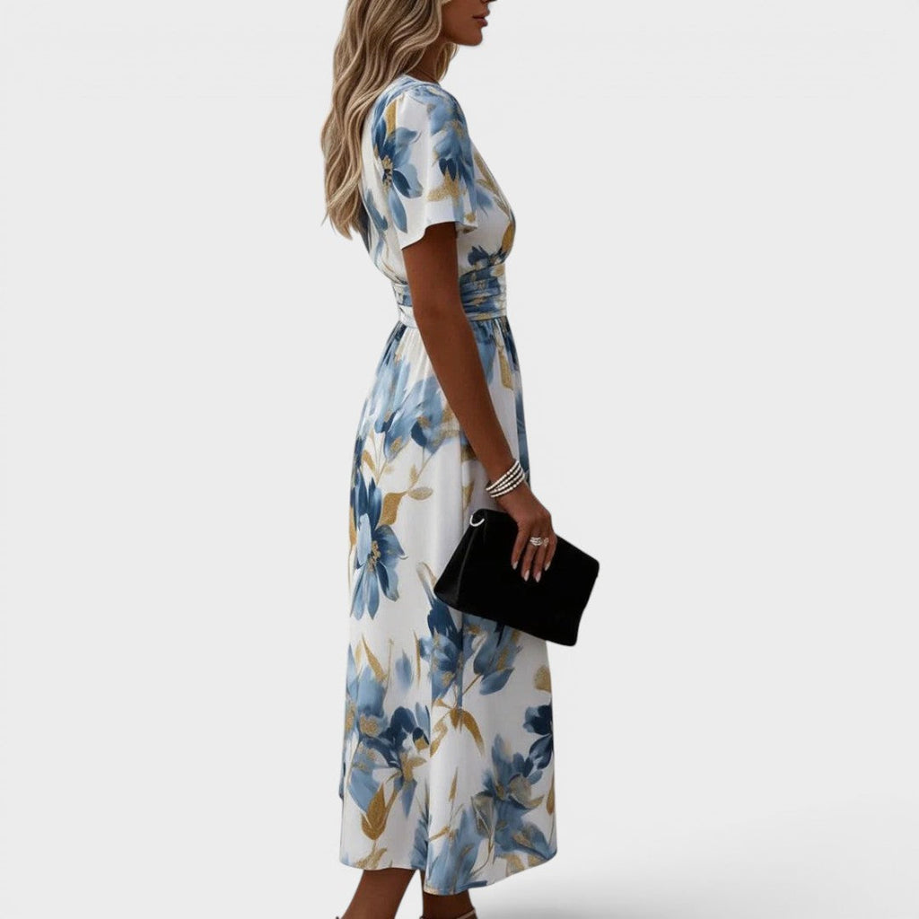 Nerisse™ | Floral Wrap Waist Midi Dress
