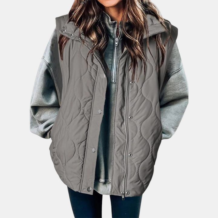 Autumn™ | Quilted Zip Up Snap Button Puffer Vest