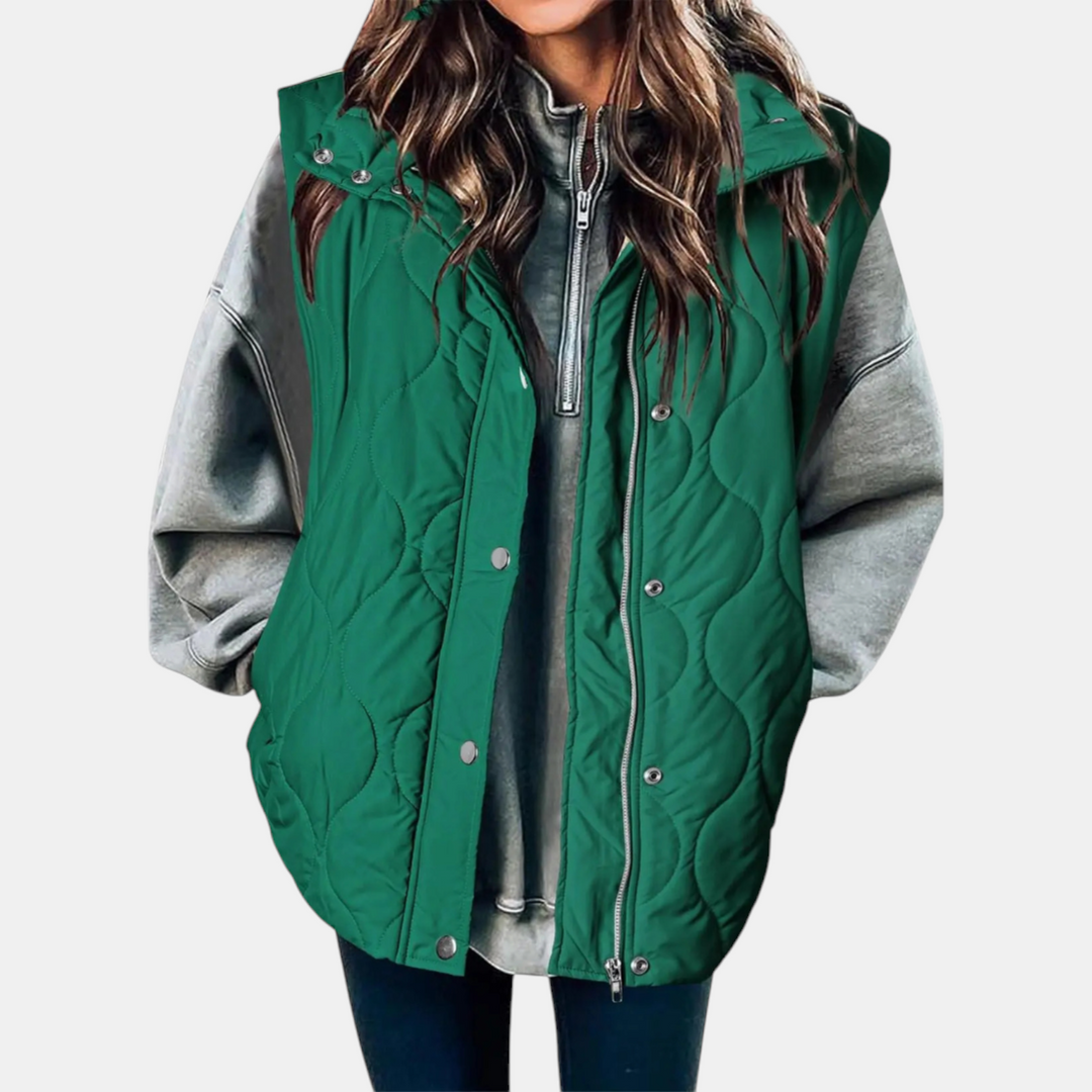 Autumn™ | Quilted Zip Up Snap Button Puffer Vest