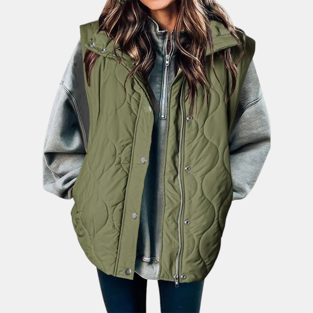 Autumn™ | Quilted Zip Up Snap Button Puffer Vest