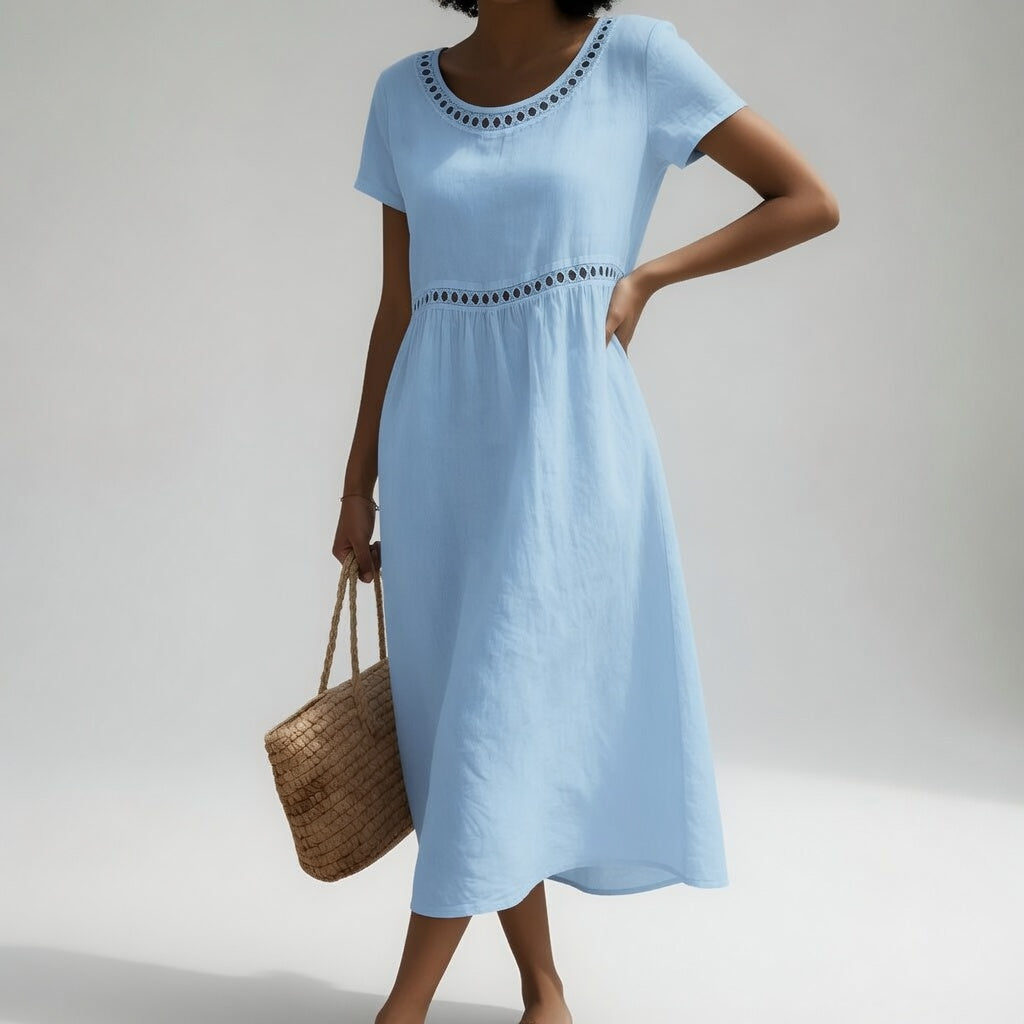 Ruby™ | Embroidered V-Neck Midi Dress