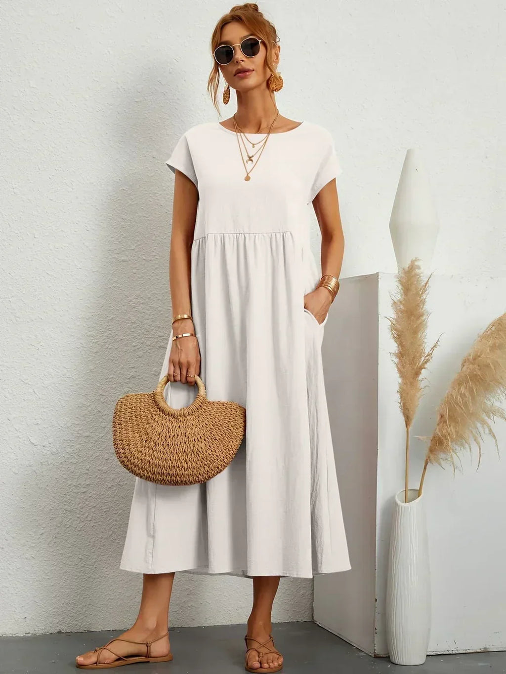 Quiana™ | Elegant Fluid Midi Dress