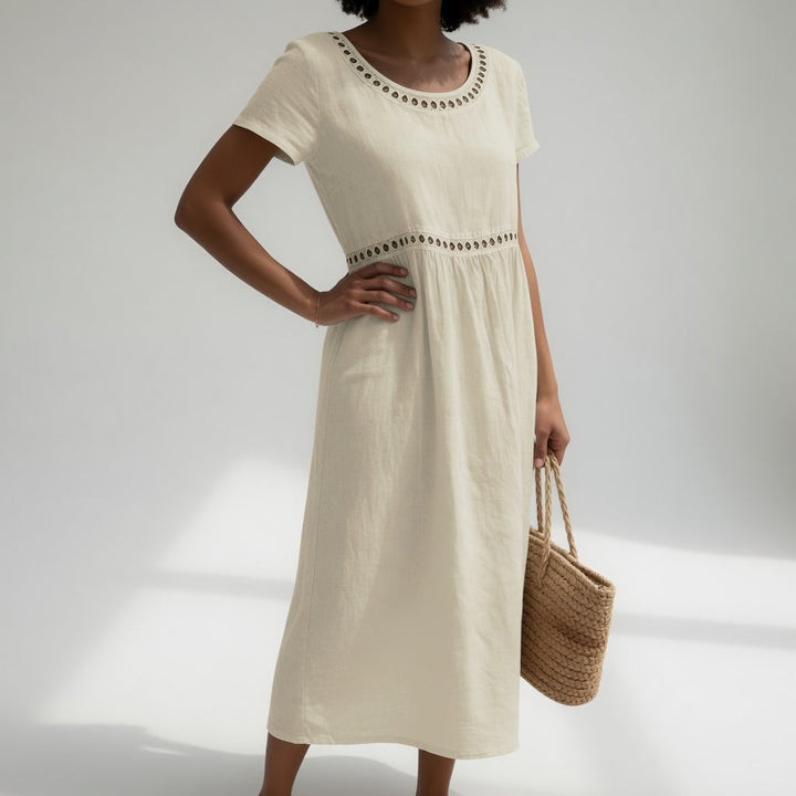 Ruby™ | Embroidered V-Neck Midi Dress