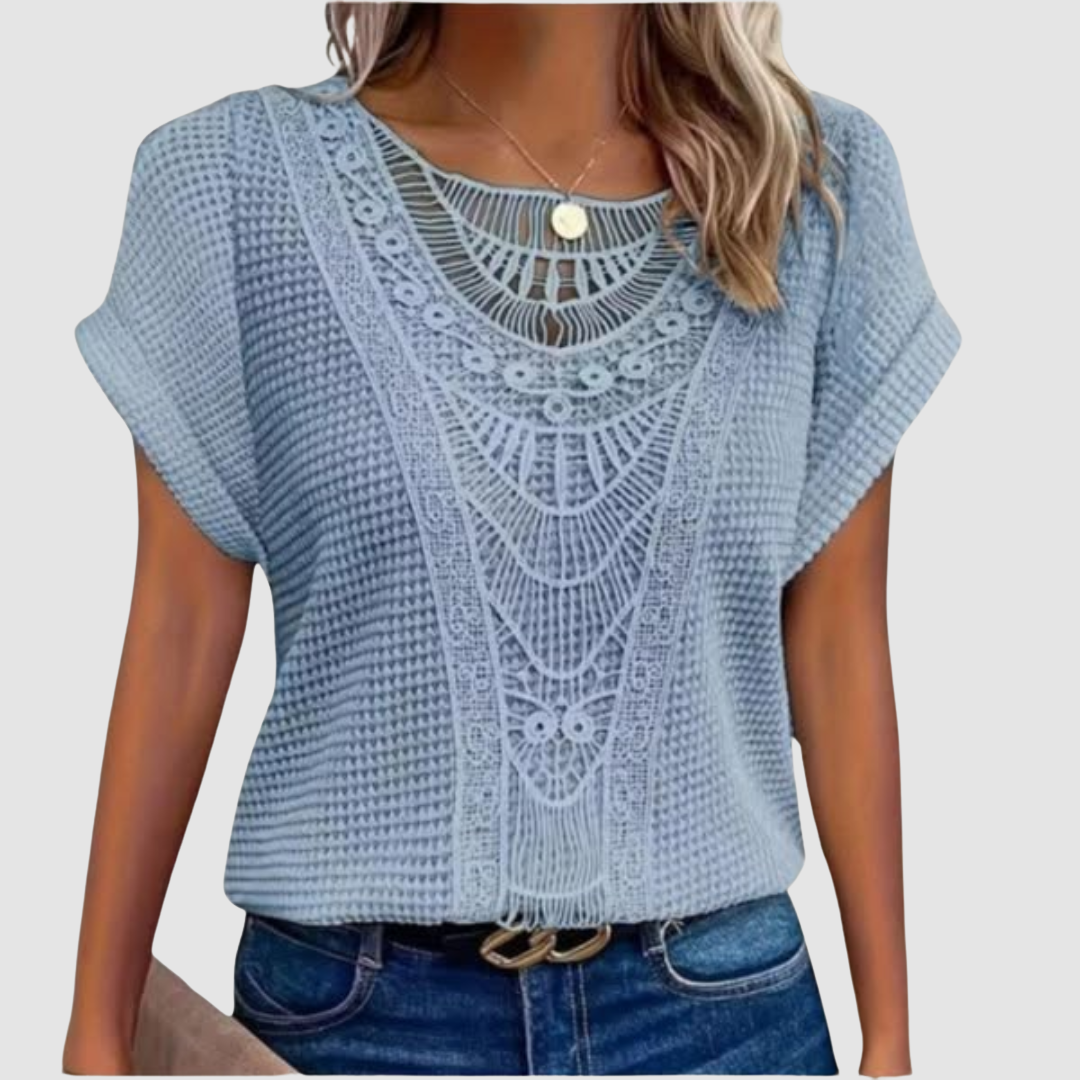 Aylin™ | Elegant Sheer Embroidered Top