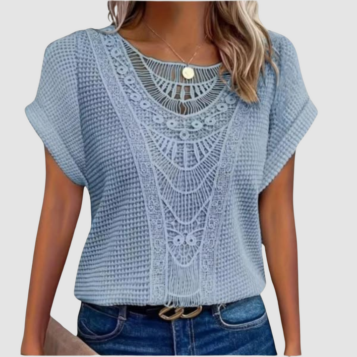 Aylin™ | Elegant Sheer Embroidered Top