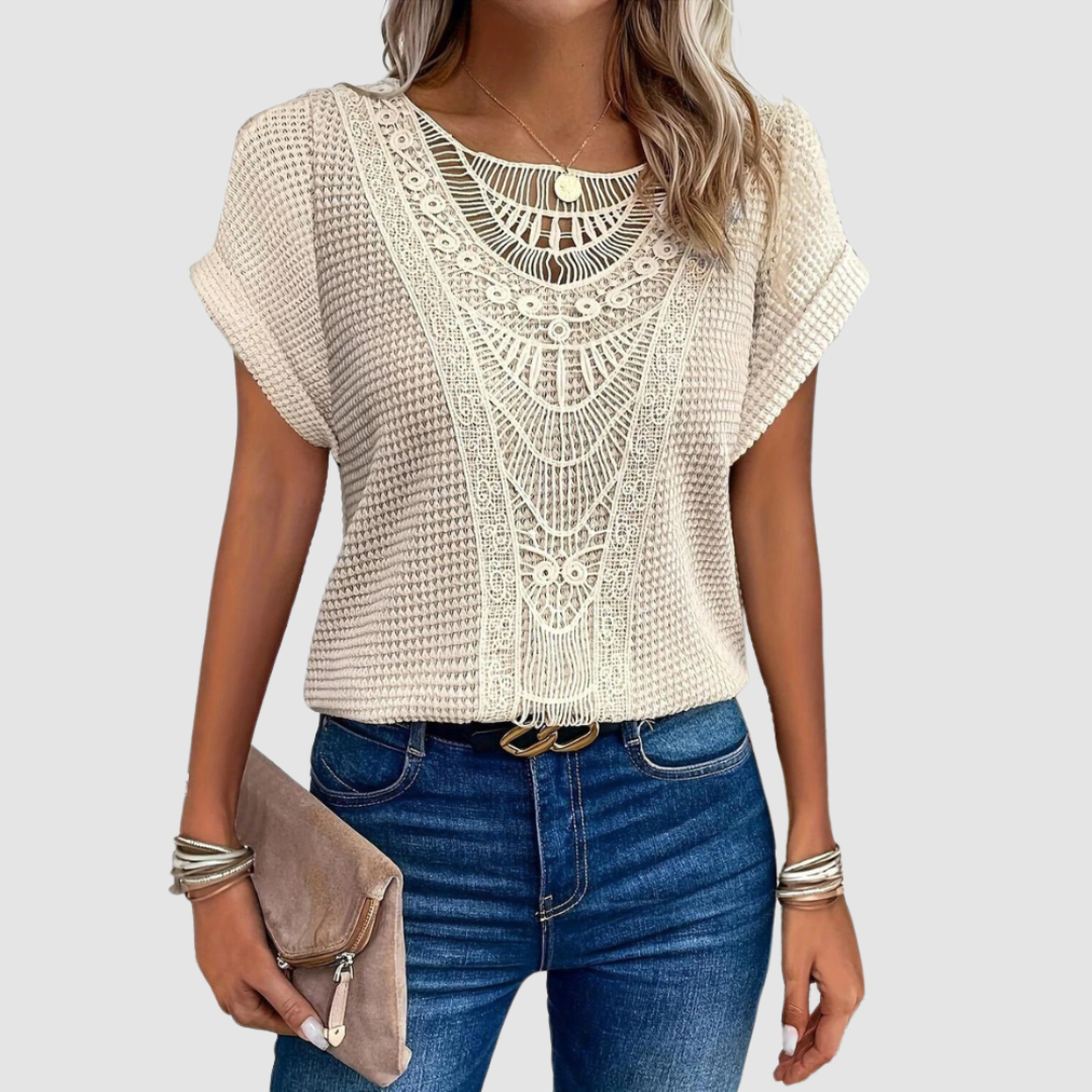 Aylin™ | Elegant Sheer Embroidered Top