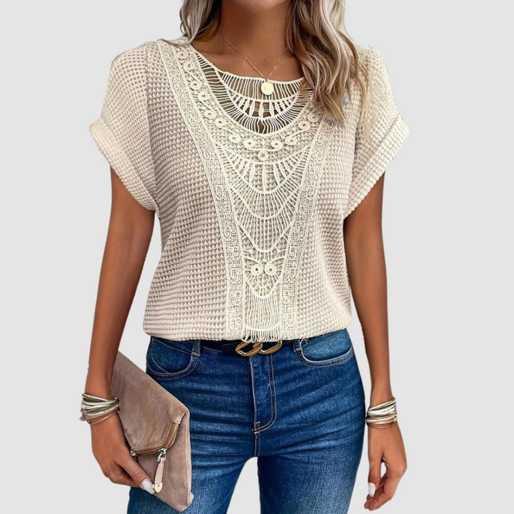 Aylin™ | Elegant Sheer Embroidered Top