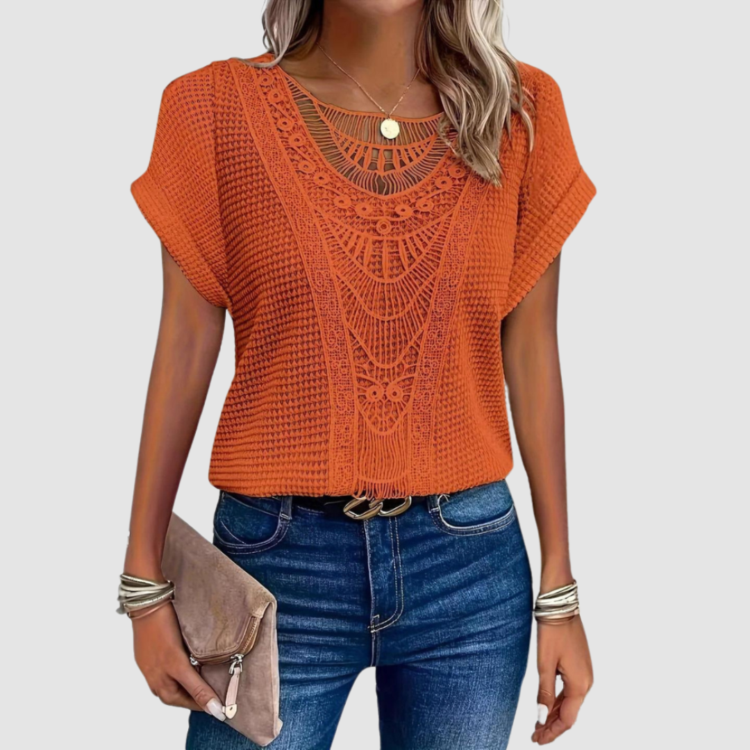 Aylin™ | Elegant Sheer Embroidered Top