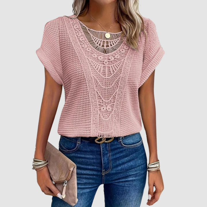 Aylin™ | Elegant Sheer Embroidered Top