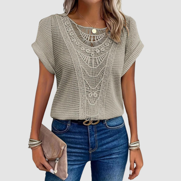 Aylin™ | Elegant Sheer Embroidered Top
