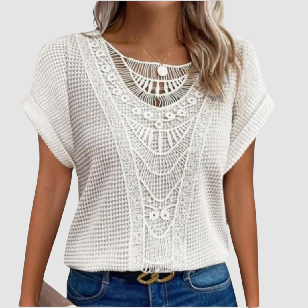 Aylin™ | Elegant Sheer Embroidered Top