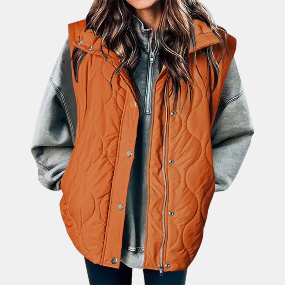 Autumn™ | Quilted Zip Up Snap Button Puffer Vest