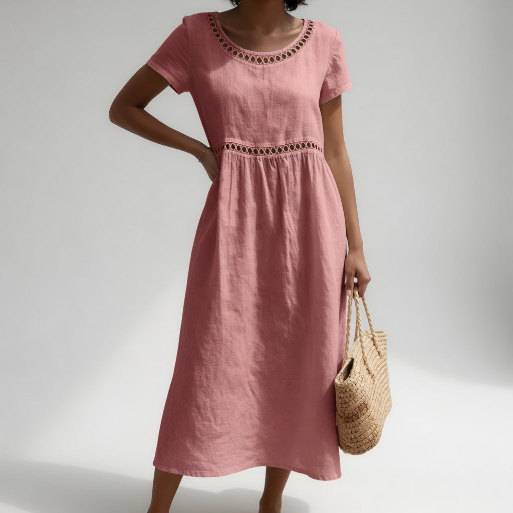Ruby™ | Embroidered V-Neck Midi Dress