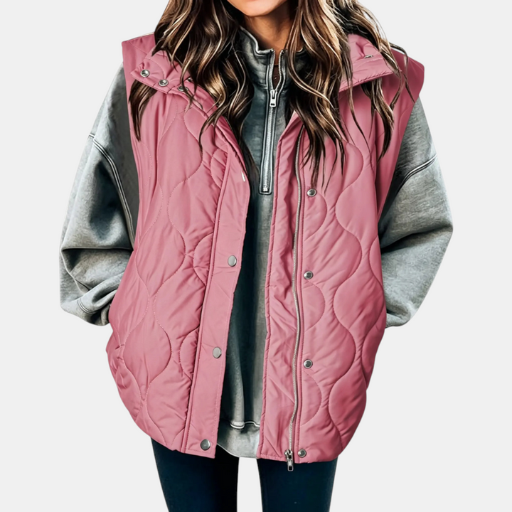 Autumn™ | Quilted Zip Up Snap Button Puffer Vest