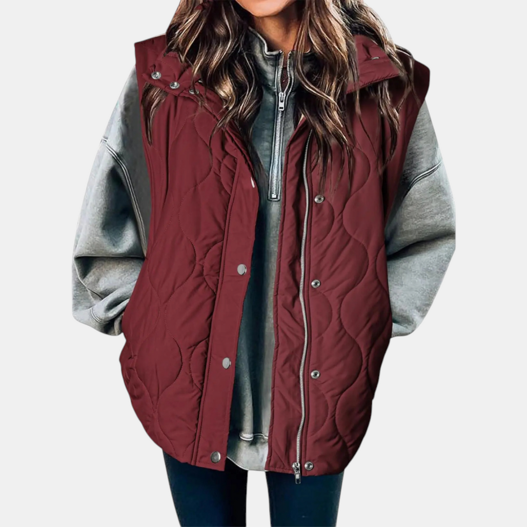 Autumn™ | Quilted Zip Up Snap Button Puffer Vest