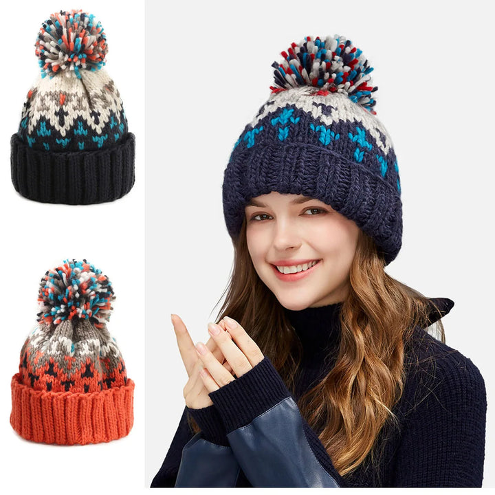 Amanda™ | Winter Snowflake Pom Beanie