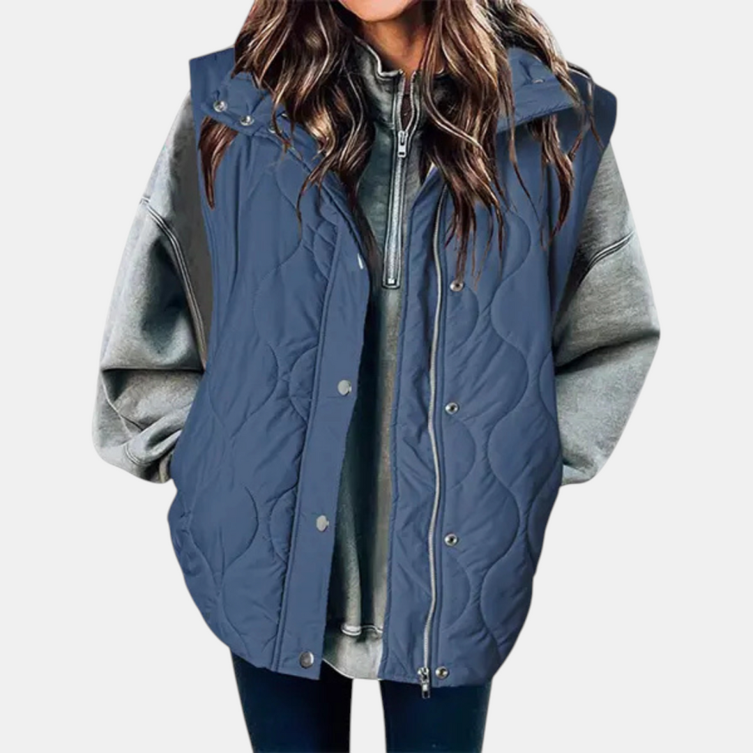 Autumn™ | Quilted Zip Up Snap Button Puffer Vest