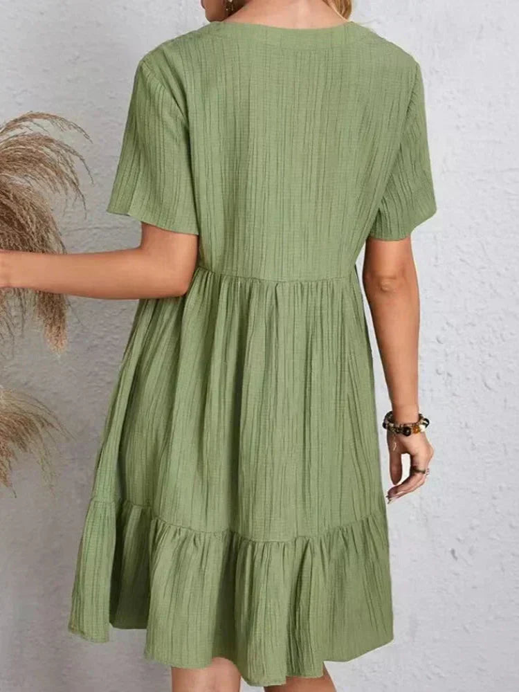 Zelina™ | Ruched Wrap Midi Dress