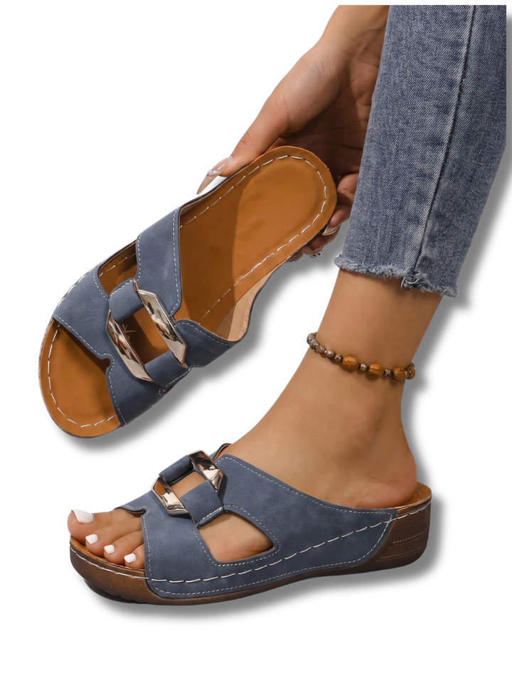 Alena™ | Double Buckle Slide Sandals