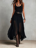 Sienna™ | Black Tulle Belted Maxi Dress