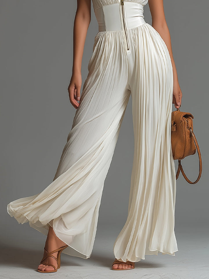 Liliana™ | Elegant Pleated White Jumpsuit