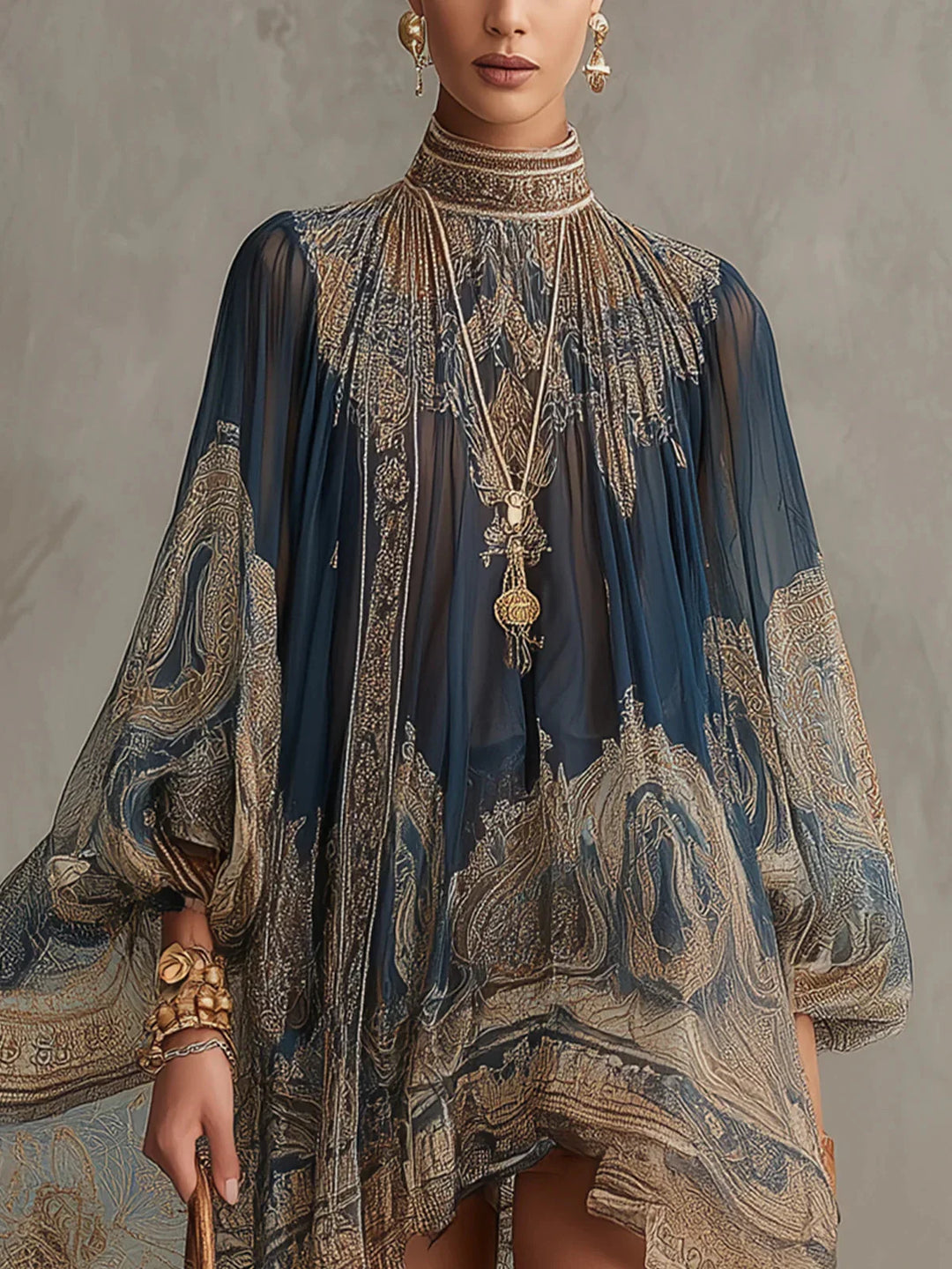 Ellie™ | Elegant Baroque Print Mini Dress