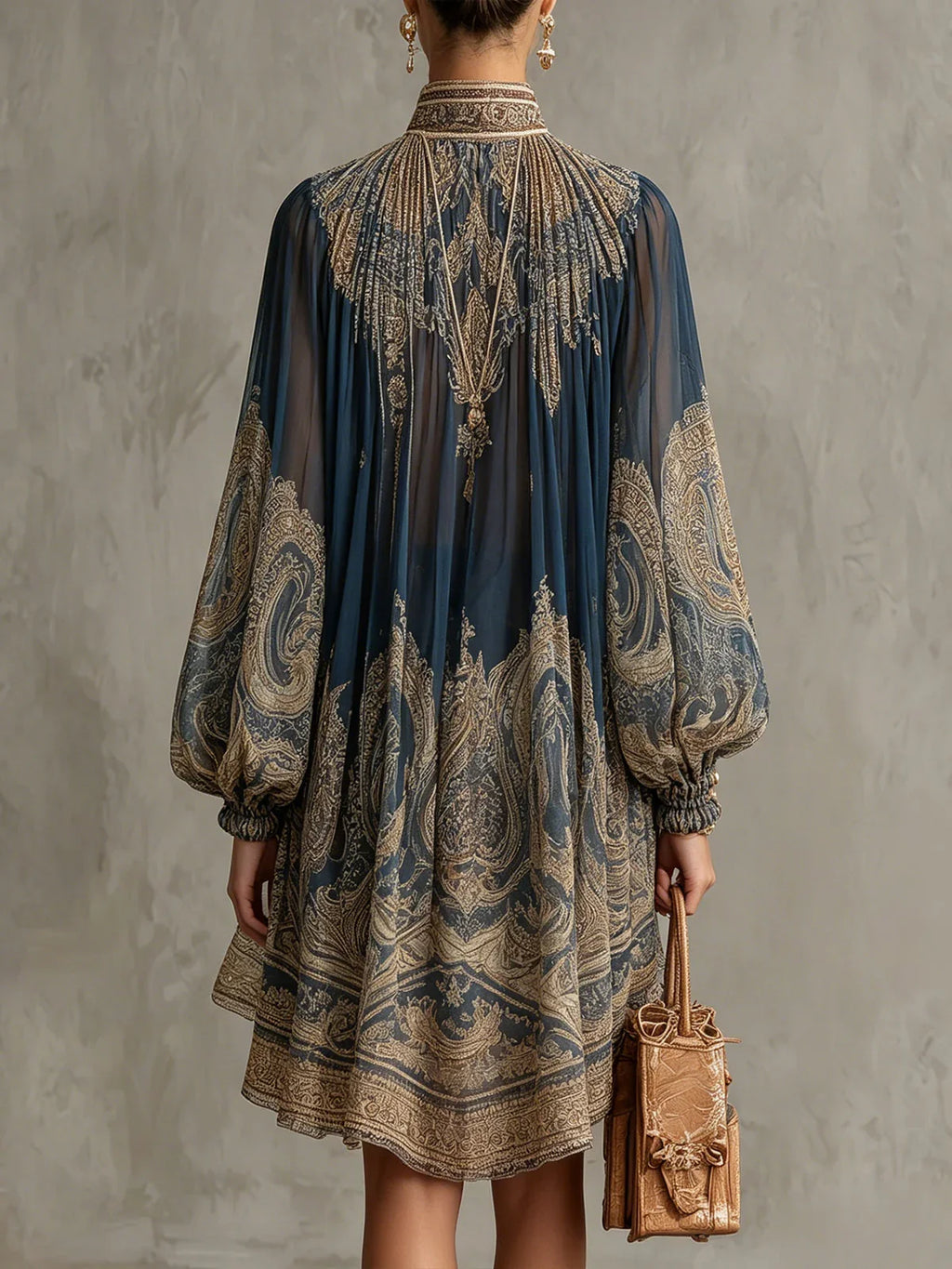 Ovidia™ | Elegant Baroque Print Mini Dress