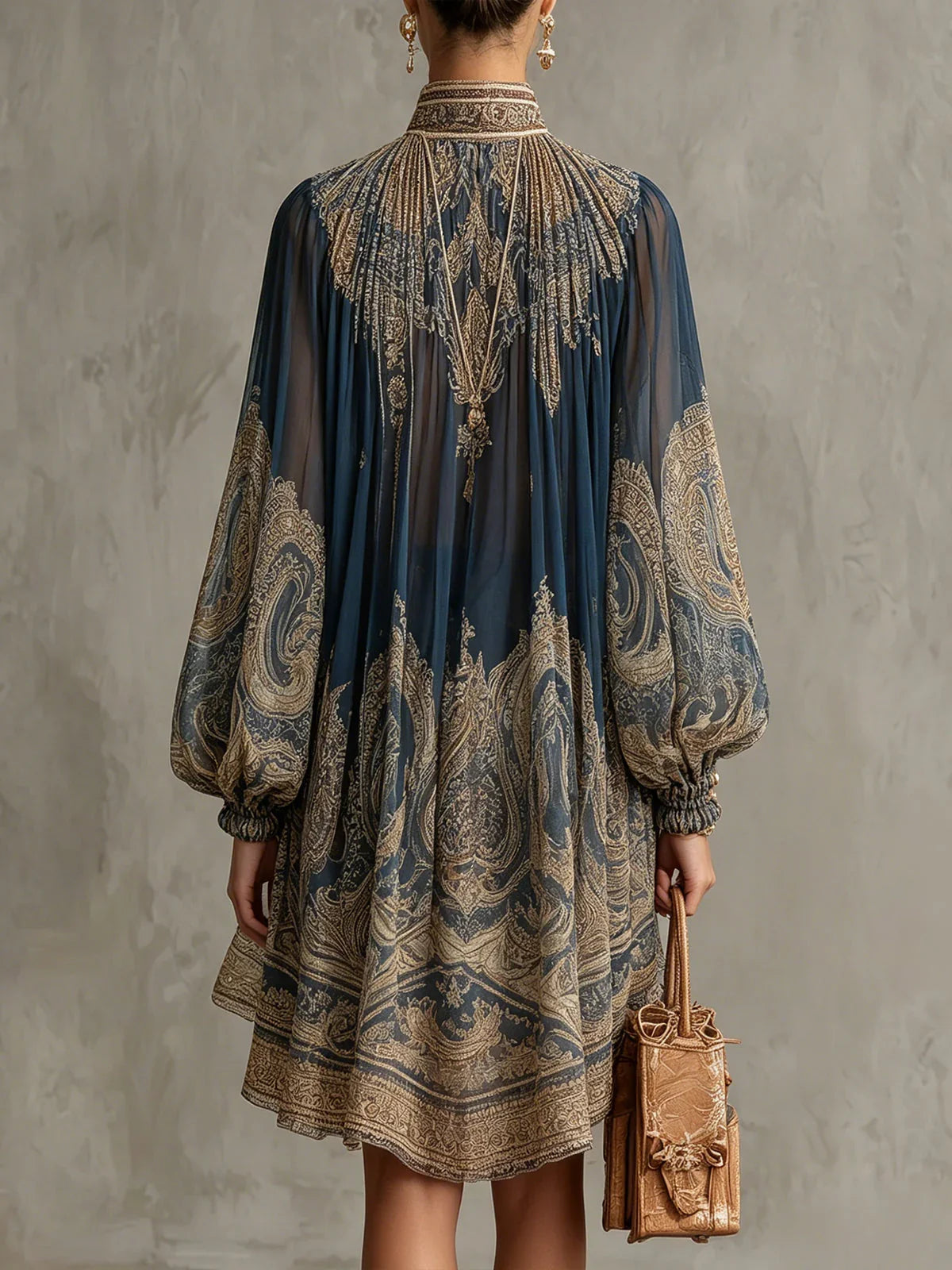 Ovidia™ | Elegant Baroque Print Mini Dress