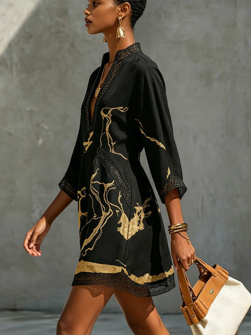Kaelia™ | Marble Print Mini Dress