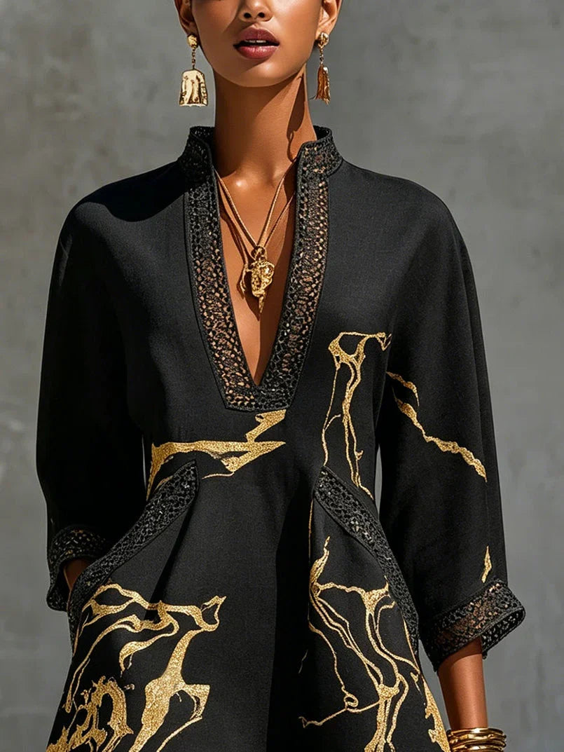 Kaelia™ | Marble Print Mini Dress