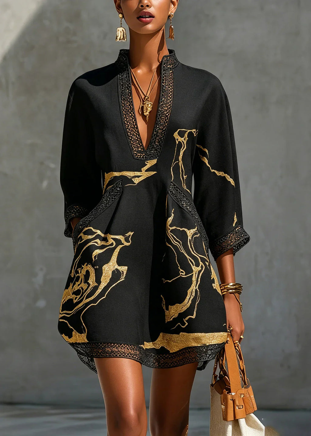 Kaelia™ | Marble Print Mini Dress