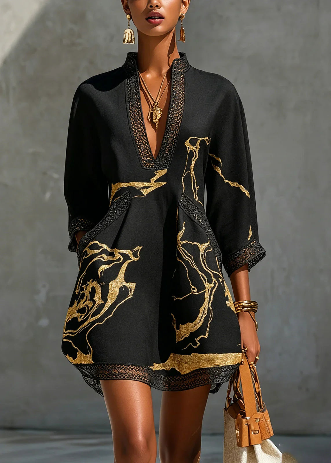Kaelia™ | Marble Print Mini Dress