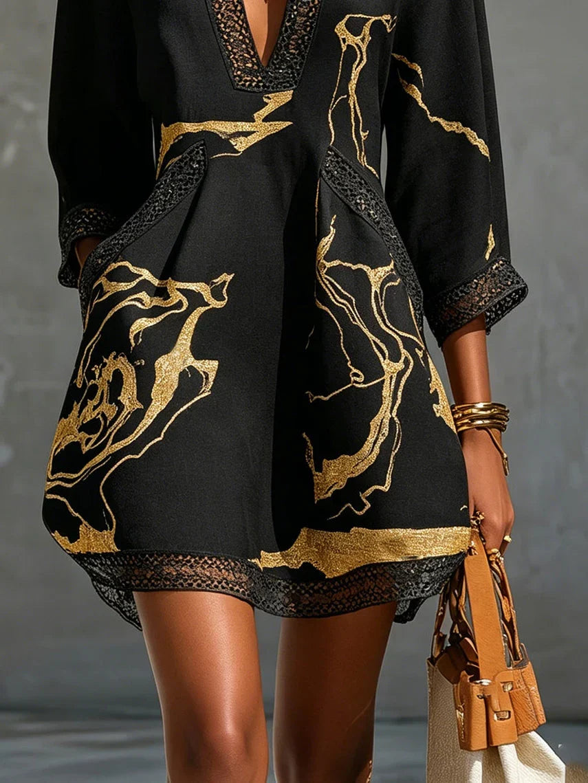 Kaelia™ | Marble Print Mini Dress