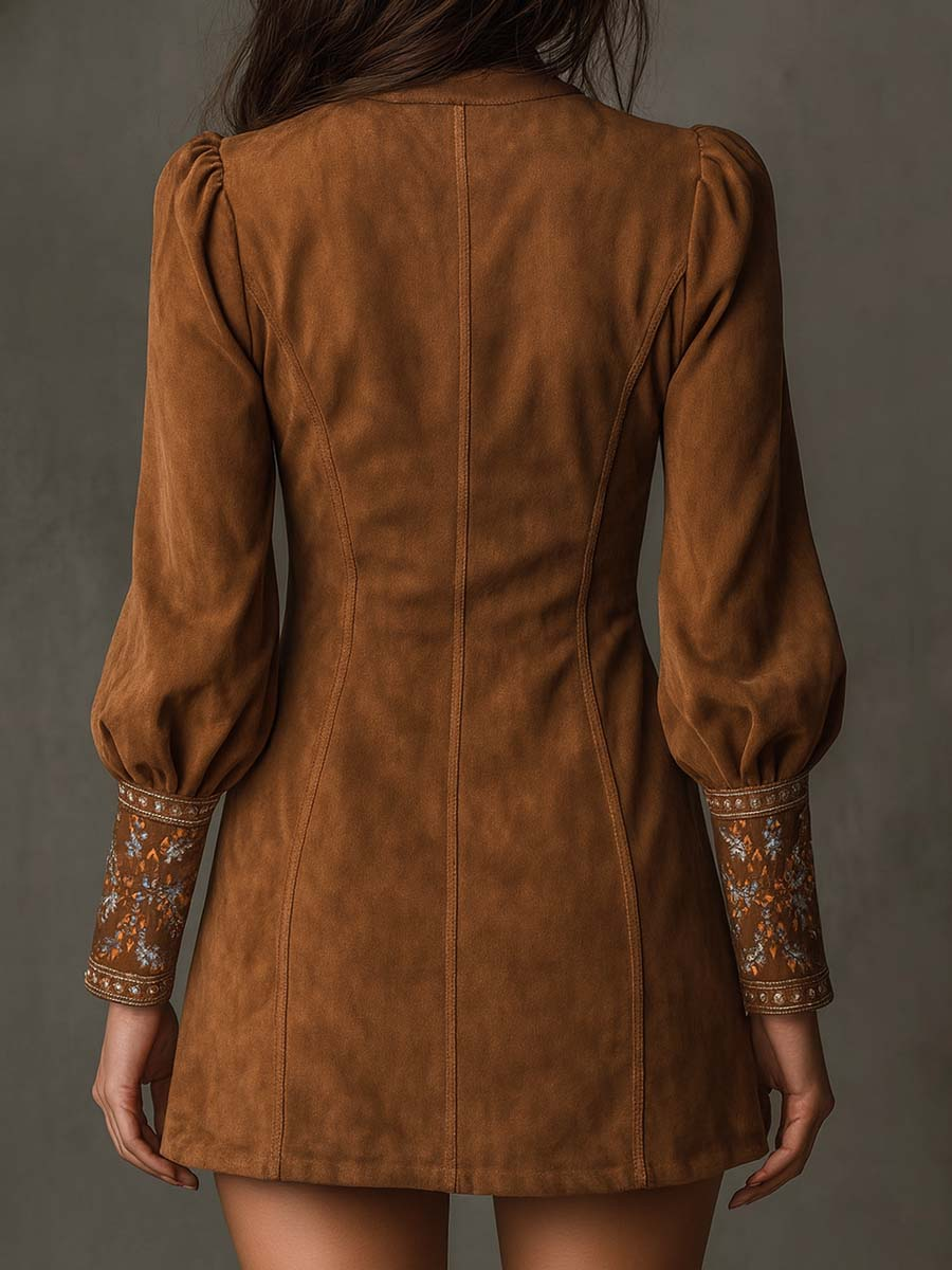 Urelia™ | Purple Embroidered Mini Dress