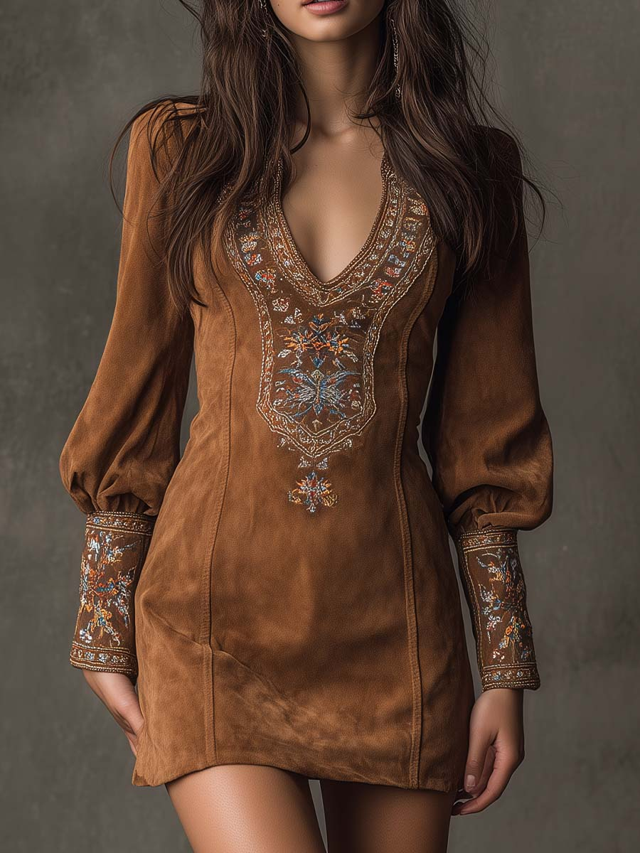 Urelia™ | Purple Embroidered Mini Dress